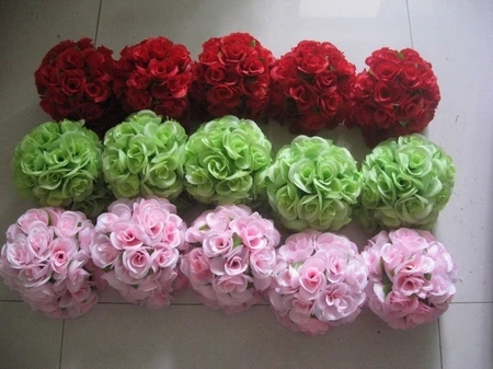 

22colors 20pcs/lot 20cm/ 8 inch Wedding Decorations Silk Kissing Pomander rose Flowers Balls Wedding bouquet Free Shipping