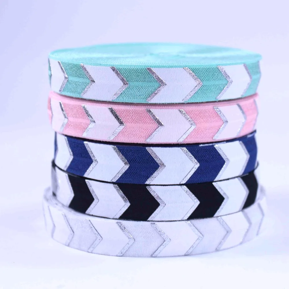 Возраста от года до 5 лет/рулон 5/8 &quotсеребряная фольга шеврон с принтами цветов