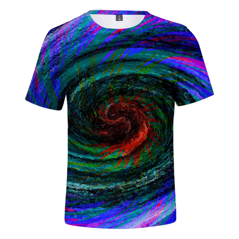 Красочная футболка с принтом Tie Dye топы 3d летняя женская и Мужская модная коротким