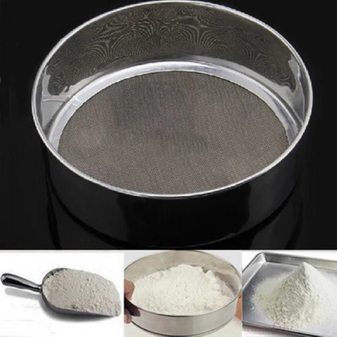 Оптовая продажа сито для просеивания муки из нержавеющей стали|baking kitchen|sieve