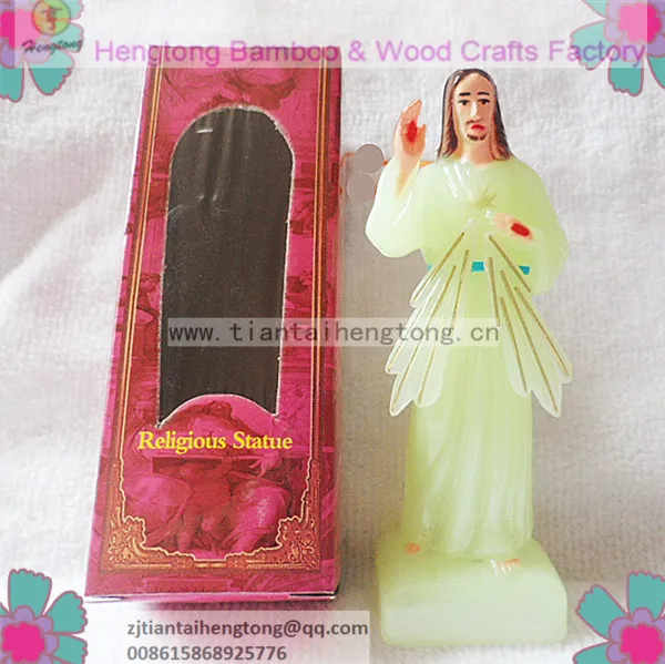 

(2pieces per lot) cheap plastic grow in the dark luminous religious jesus statue 10.5cm in height