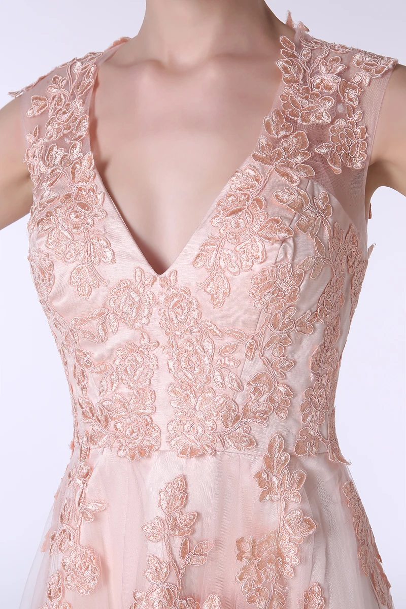 backlackgirl 2018 elegant beautiful high quality as picturesnew arrival Pink Lace Appliques V Neck A Line Prom Evening Dresses | Свадьбы и