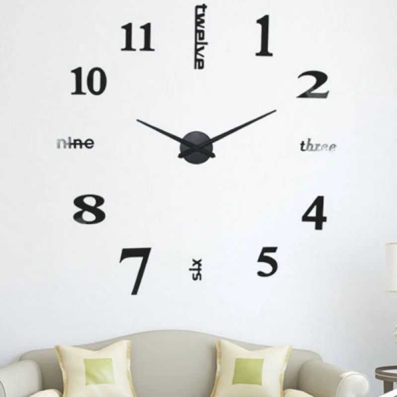 Wall Clock Home Decor Extra Large Mirror Face Quiet Quartz Movement DIY 3D | Дом и сад