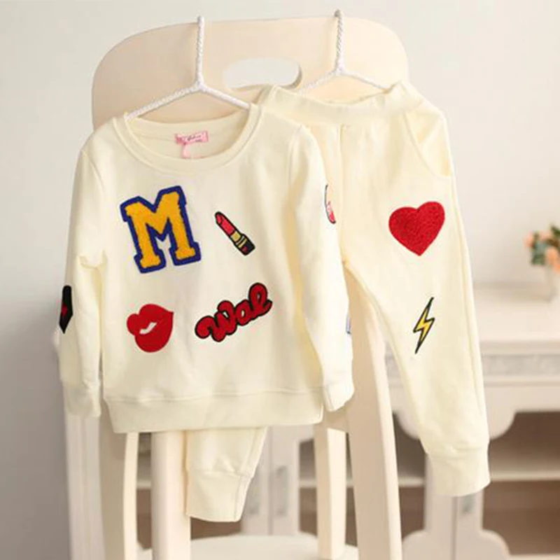 Сутон комплект одежды для маленьких девочек помада патч мультфильм хлопковая