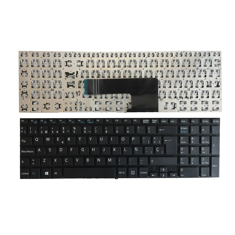Черный Новая испанская клавиатура для ноутбука SONY Vaio SVF152 SVF153 SVF1541 SVF1521K1EB svf1521p1r SVF152C29M SVF1521V6E серебристый/черный/белый - Цвет: Черный