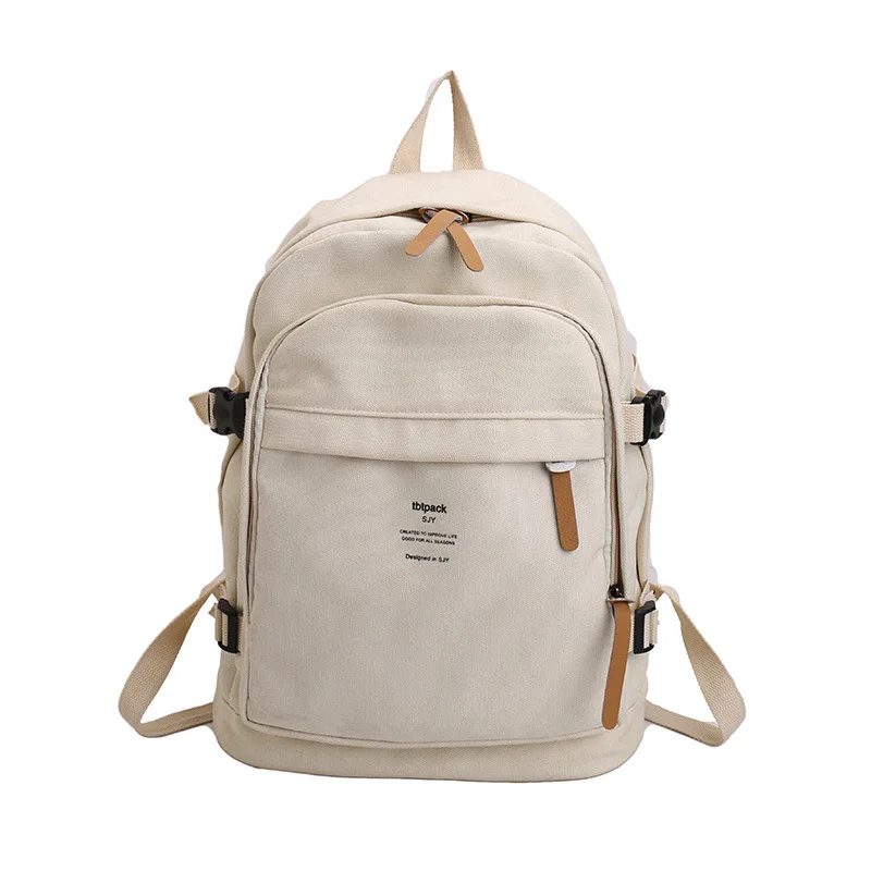 Компактный модный однотонный холщовый рюкзак с буквенным принтом для студентов