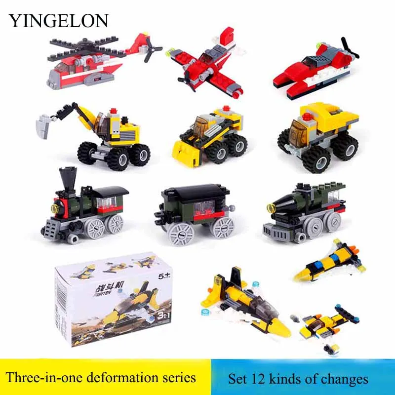 YINGELON Transport Toy Building Blocks Plastic Helicopter Excavator Block Educational legoeINGlys Figures Toys for Children | Игрушки и