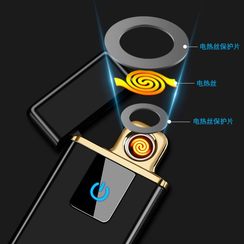 Новинка USB зарядка зажигалка сенсорный экран электронная сигарета тонкая