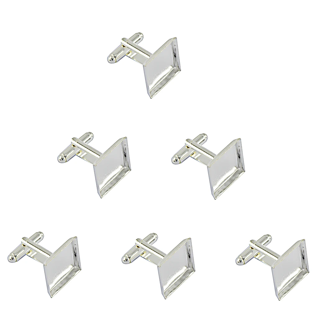 

6 Pcs Square Blank Setting Base Pad CuffLink DIY Formal Cufflink White