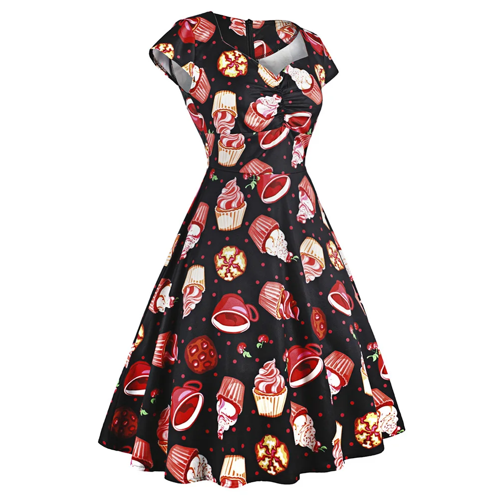 Женское винтажное платье-трапеция с завышенной талией до колена | Женская одежда