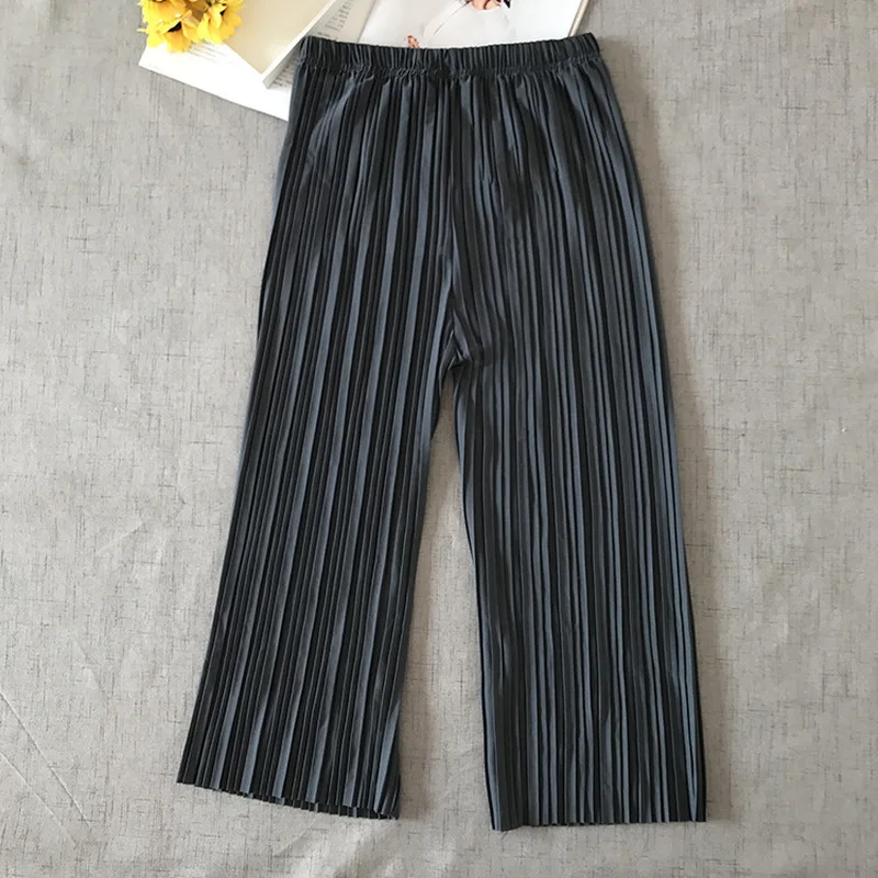 2019 female spring and summer large size chiffon pleated skirt pants wide leg thin section casual culottes | Женская одежда