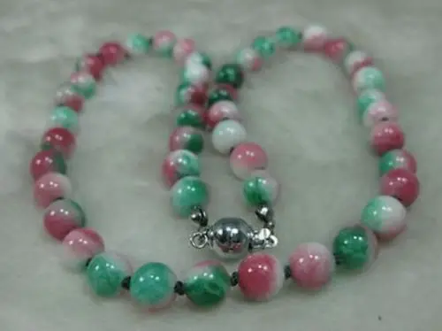 ГОРЯЧАЯ charming10 мм Многоцветный Изумрудный из бисера ожерелье 18 &quotAAA + 01|necklace