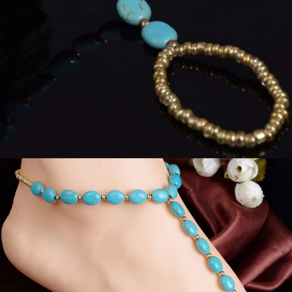 1 шт. новый модный браслет на ногу из натурального камня лодыжку сандалии ножные