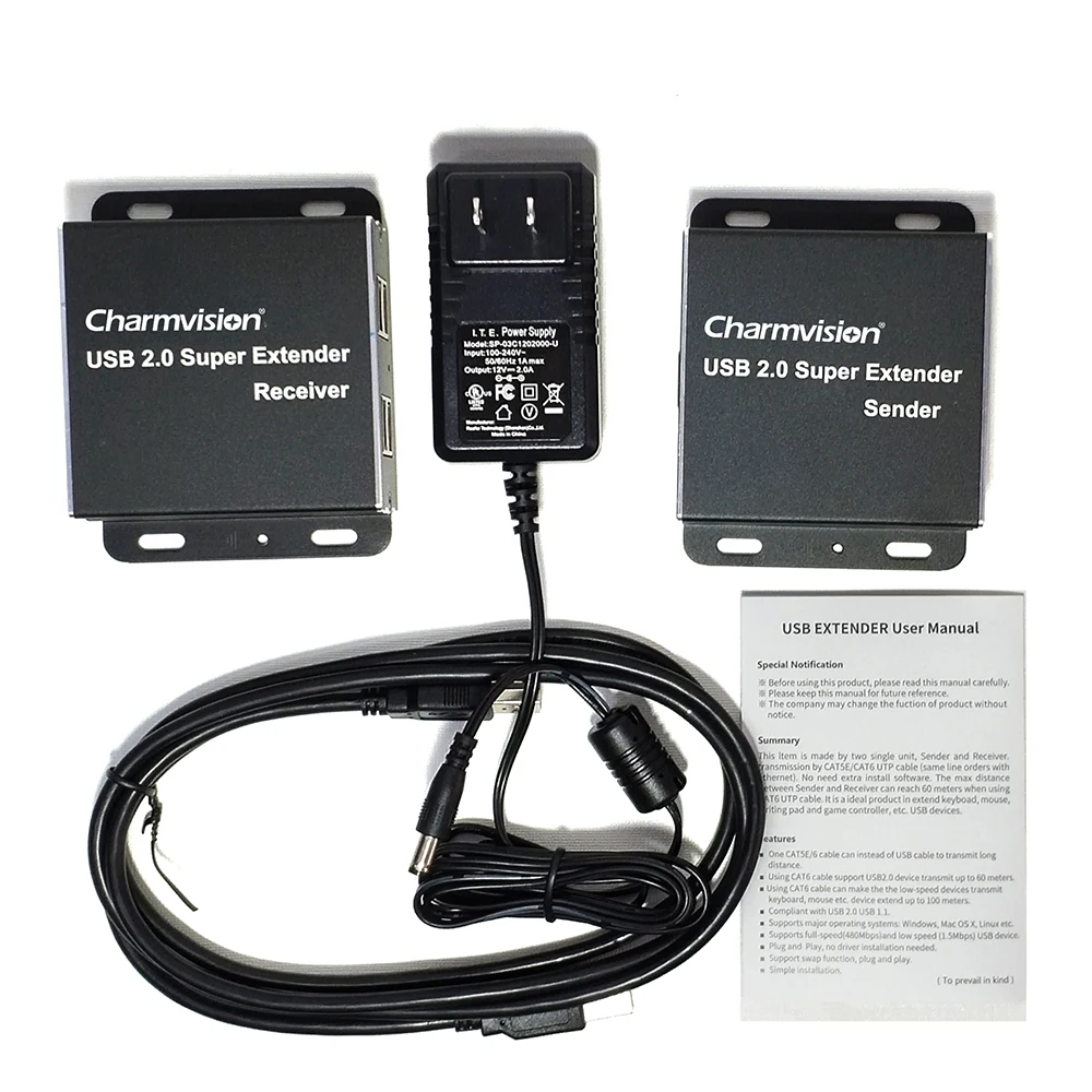 Charmvision EU204P 100 метров USB удлинитель Поддержка USB2.0 протокол с 4 USB2.0 480 Мбит/с выходной порт через RJ45 UTP CAT6 кабель