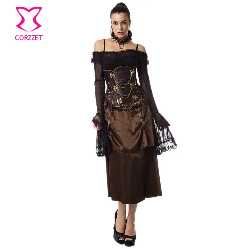 Vintage Corsage Steampunk Underbust Corset Skirt Gothic Clothing Korsett For Women Sexy Corsets And Bustiers Burlesque Dress