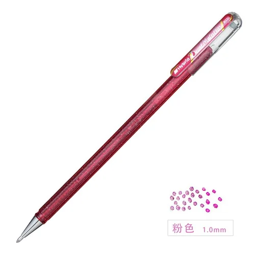 Pink Гибридный двойной гель с металлическим эффектом Pentel, ручка 1,0 мм, блестящие гелевые ручки для скрапбукинга, креативные канцелярские принадлежности для творчества, Kawaii, школьные принадлежности K110 - Цвет: Pink