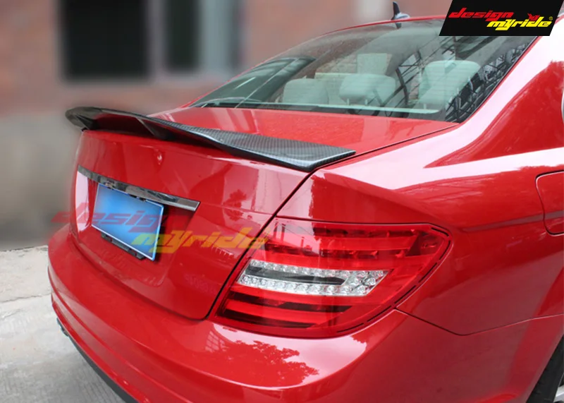 For Mercedes C W204 C204 A204 Saloon Coupe Estate 4-Door Rear Ttunk Spoiler Duckbill Wing Carbon Fiber R Style C180 C200 2007-14 |