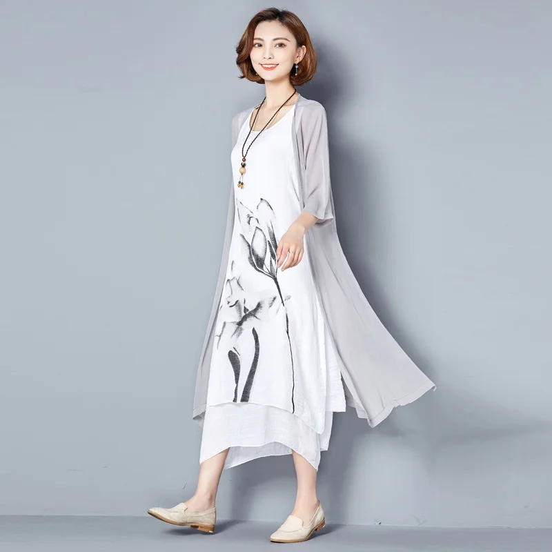 NYFS 2021 Новое летнее платье солнцезащитное из двух частей хлопчатобумажное