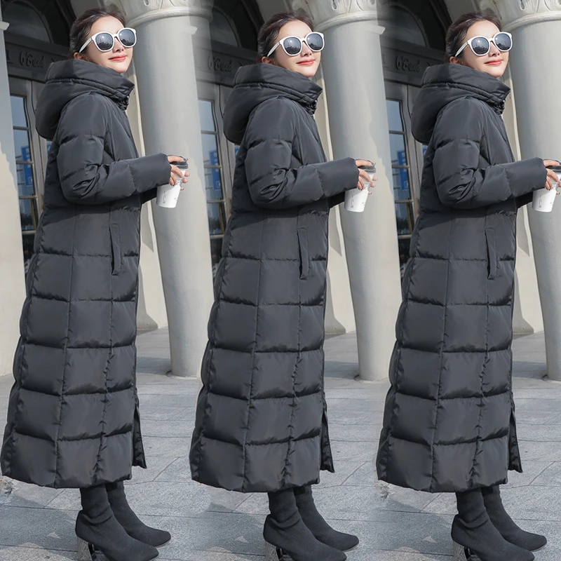 

Winter duck down Women Winter Down jacket high quality Fashion Thick Warm Lengthen Female Parka New Hooded Slim Long Coat L0300