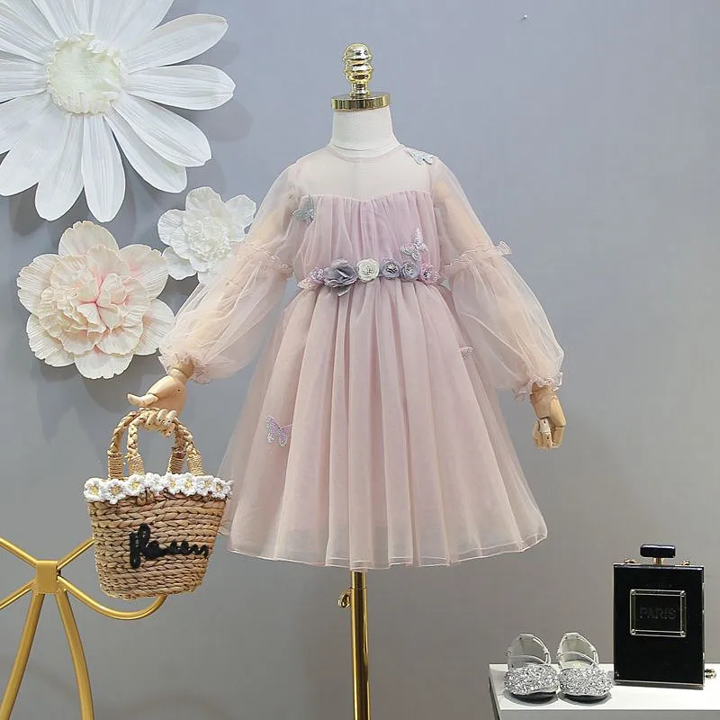 Children's wear 2019 spring new sweet princess dress girl super foreign flower fairy subnet yarn | Детская одежда и обувь