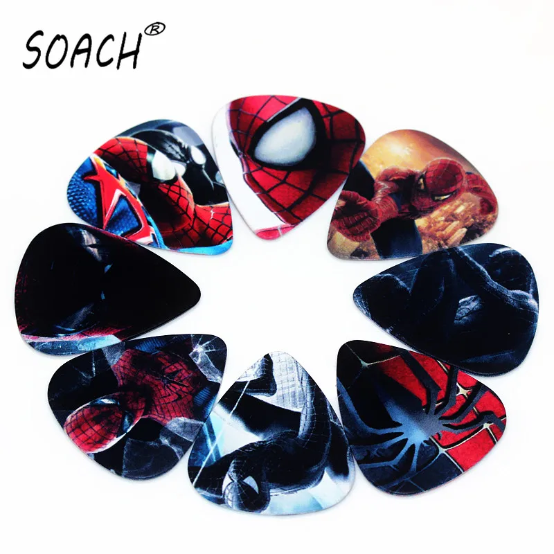 

SOACH 10pcs 0.46mm guitar picks paddle PVC bass guitar double-sided printing mixed pattern playing musical instrument parts
