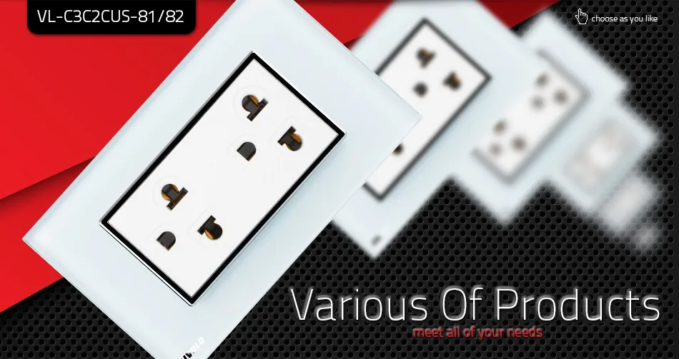 Livolo US standard US Socket(15A), белое/черное Хрустальное стекло, AC 110~ 220 В, настенные Powerpoints без вилки, VL-C3C2CUS-81/82