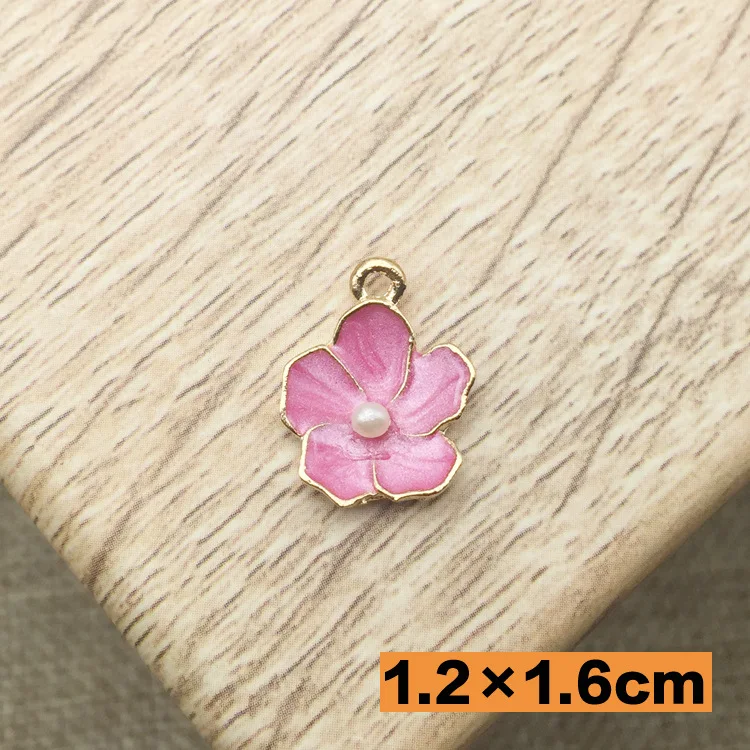 12x16 мм мини размер микс Шарм эмаль форма цветка жемчужная Кнопка Подвеска с