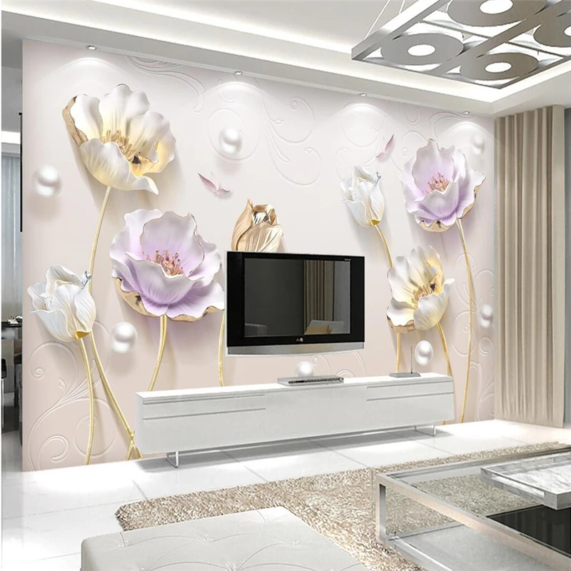 

beibehang Custom Photo Wallpaper 3d Simple Jewelry Stereo Tulip Cafe Restaurant Theme Hotel Background Mural papel de parede