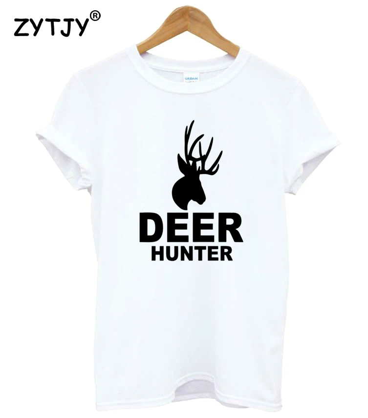 Охотник На Оленей Печать Для женщин футболка хлопковая забавная для Леди Топ
