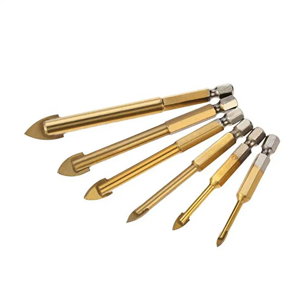

6pcs/ Set 4-12mm Alloy Triangle Drill Bit Tungsten Steel Tile Glass Ceramic Granite Drilled Glass Hole Opener Tool