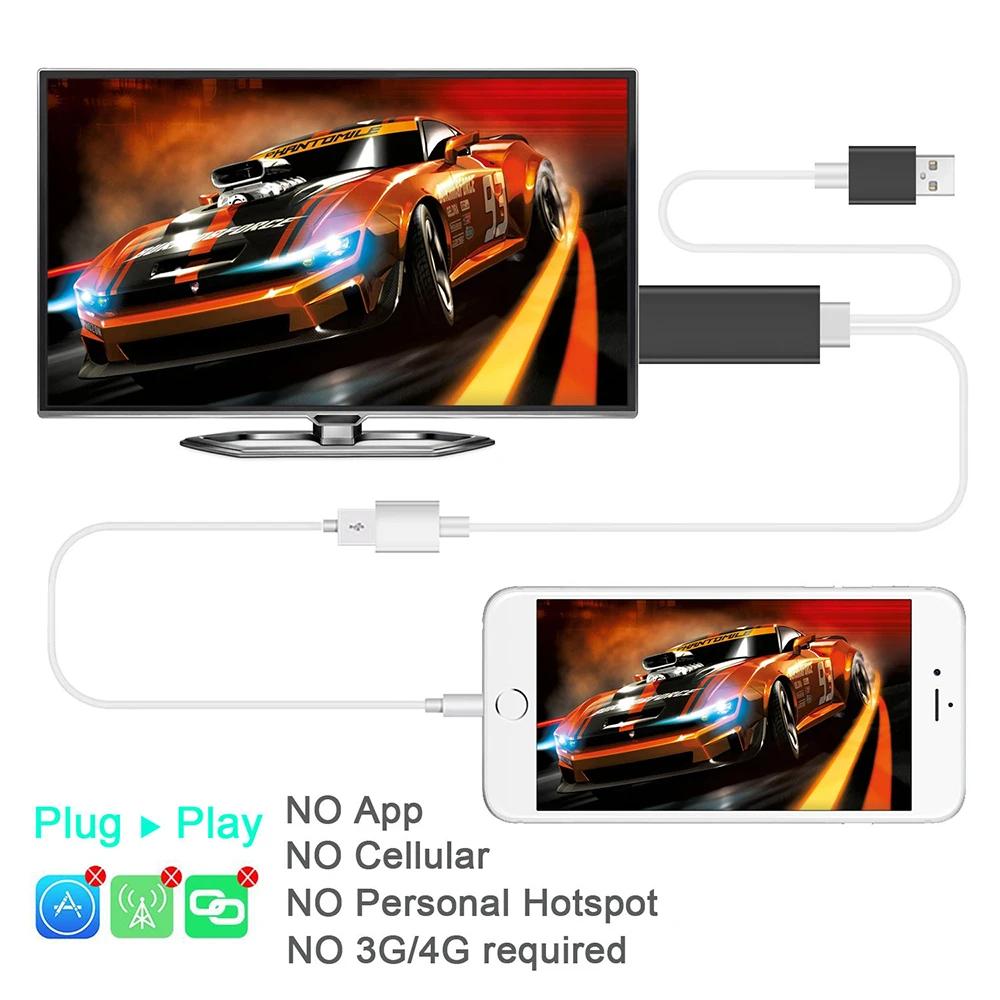 HDMI USB HDTV кабель для Lightning к AV цифровой ТВ адаптер iPhone 7/7s/6/6S/Plus/iPad зеркалирования