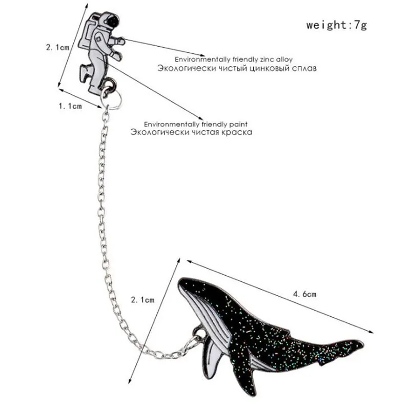 Качественная мультяшная брошь в виде астронавта и Кита значок для мужчин женщин