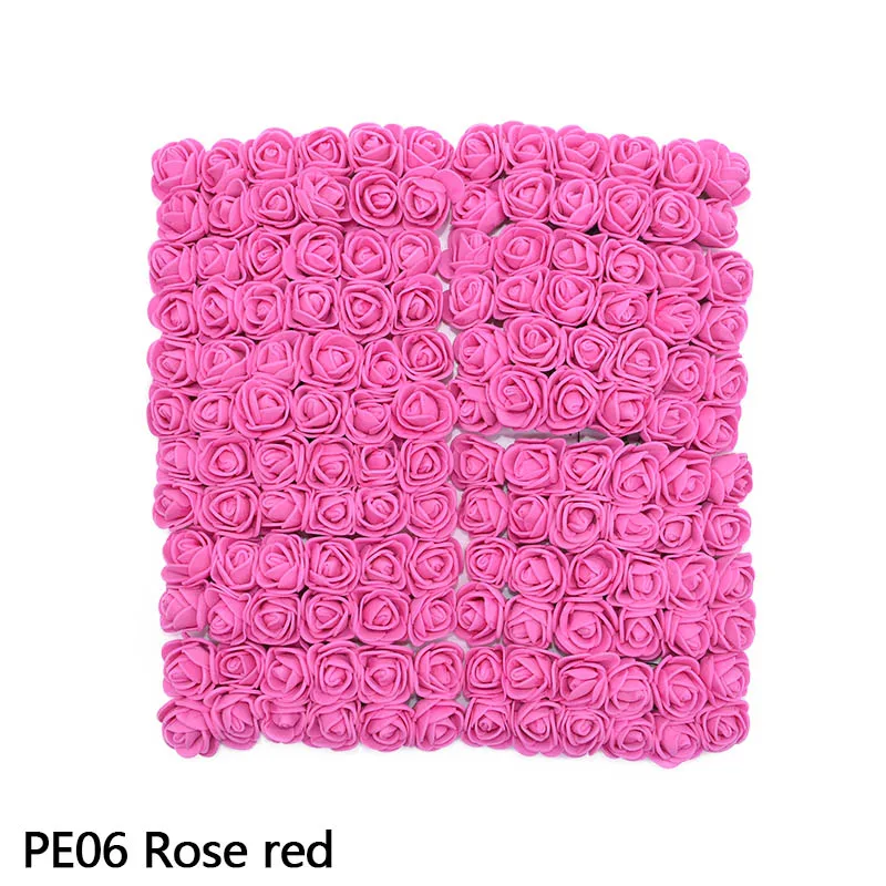 PE06 Rose red 144 шт, 2 см, многоцветные Искусственные цветы из пенопласта, букет, свадебное украшение для дома, сделай сам, скрапбукинг, ремесло, искусственные цветы - Цвет: PE06 Rose red