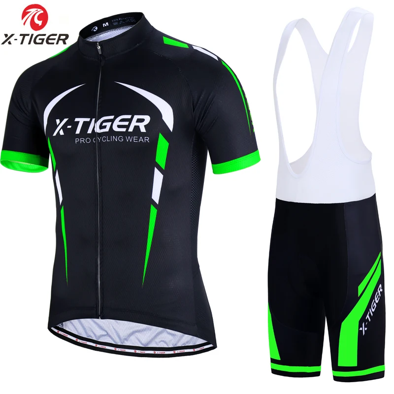 Bib Cycling set X-TIGER, летние мужские майки для велоспорта, набор, одежда для велоспорта, быстросохнущая одежда из полиэстера, одежда для велоспорта, одежда для велоспорта - Цвет: Bib Cycling set