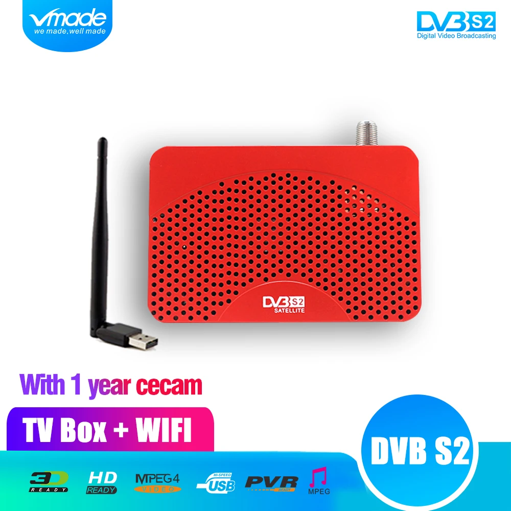 Vmade HD DVB S2 мини DVB-S2 спутниковый ресивер цифровой ТВ-приставка тюнер DVB телеприставка с wifi и 1 год действительный CCCAM аккаунт