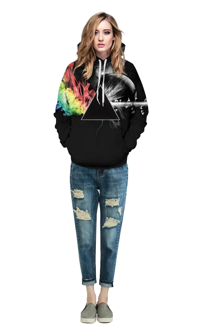 2017 мужская Мода Толстовки Черно Белой Печати 3d Толстовка Осень Весна