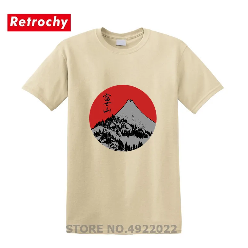 Новейшая футболка в японском повседневном стиле красного рассвета Fuji с