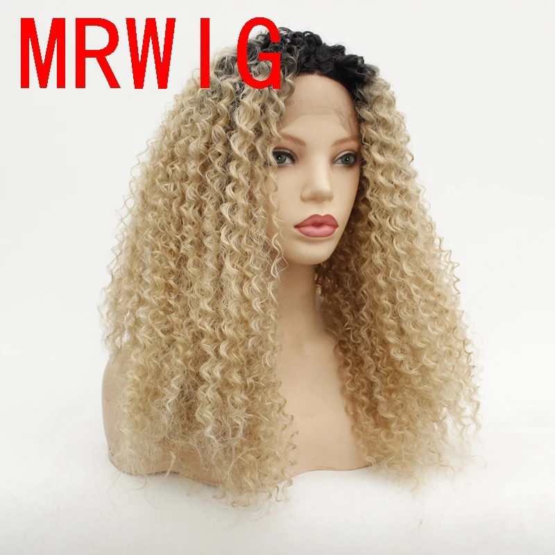 MRWIG 26in Ombre блонд 27 # смешанный 613 средняя часть синтетический кружевной передний