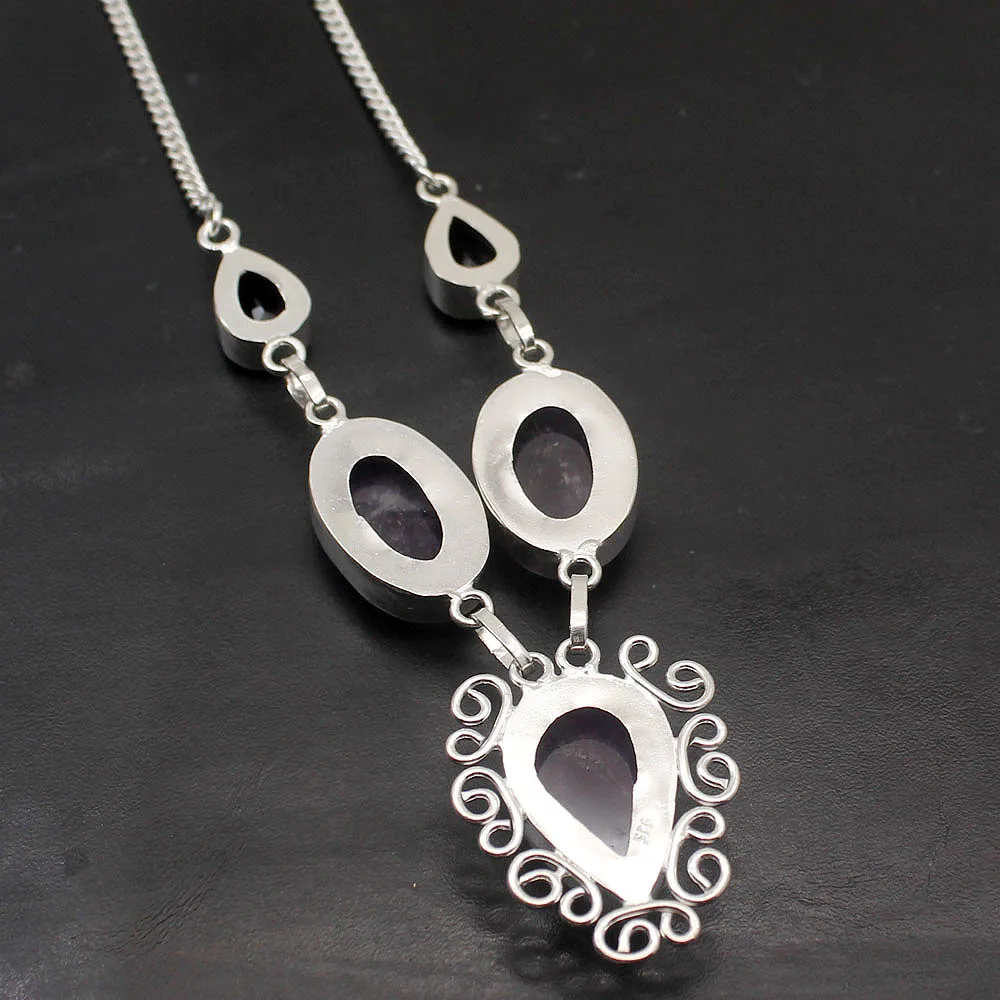 Элегантный милый фиолетовый Чароит аметист 925 Серебро кулон ожерелье для женщин