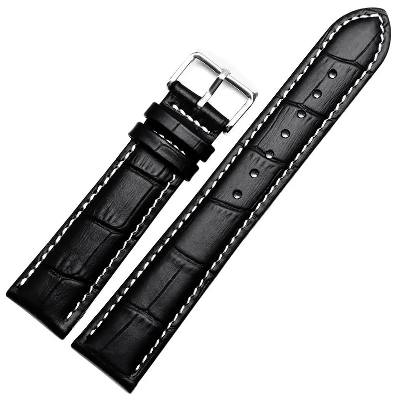Leather watch band white car line CASIO Seiko CITIZEN leather accessories 18mm 20mm 21mm 22mm no postage. | Наручные часы