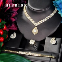 hibride sparkling new design 4pcs wedding bridal cubic zircon necklace jewelry set dress jewelry set for party gifts n 837