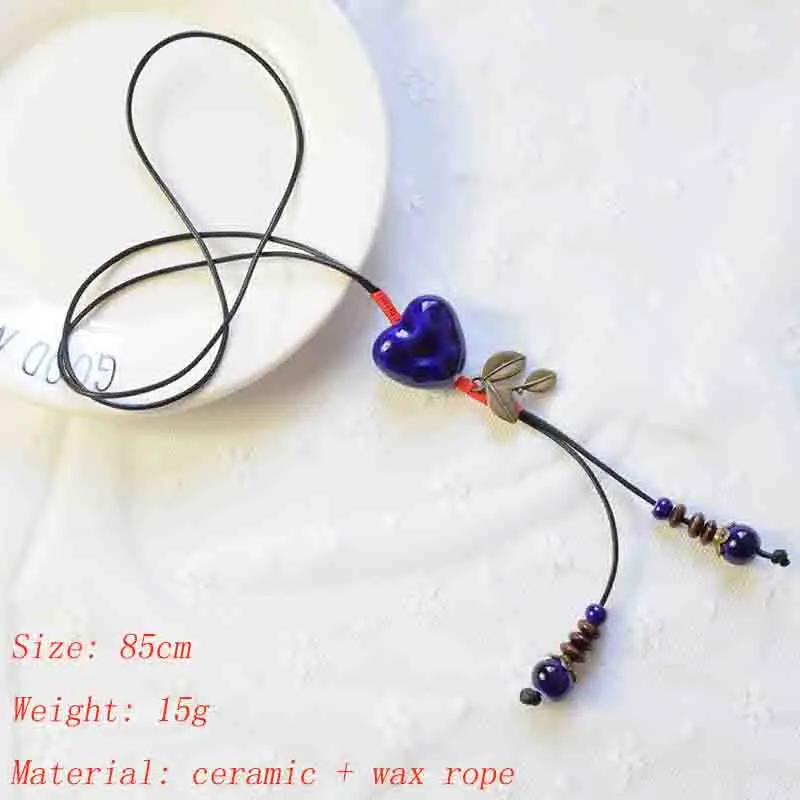 Модные керамические бусы с подвеской в национальном стиле длинное ожерелье