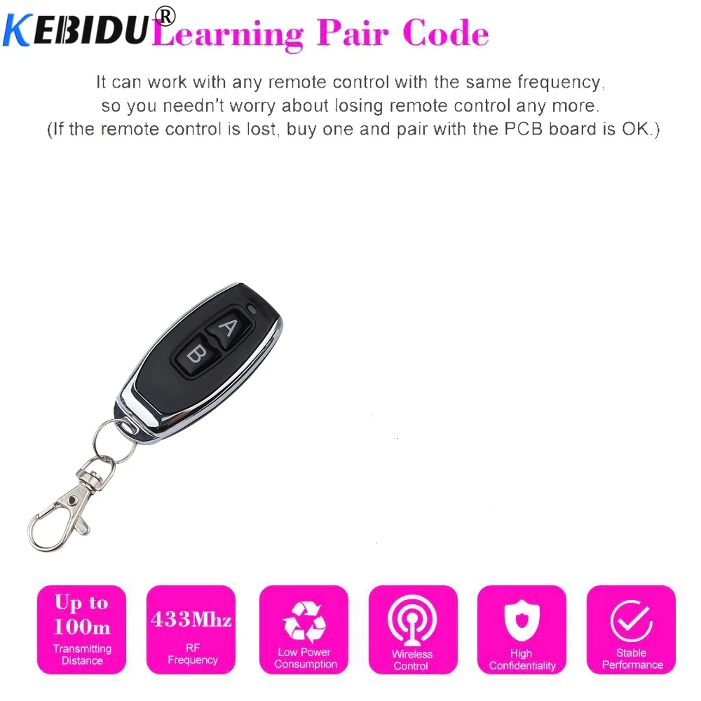 kebidu Universal Wireless Remote Control 433Mhz Switch DC 12V 1CH relay Receiver Module RF Transmitter | Электроника