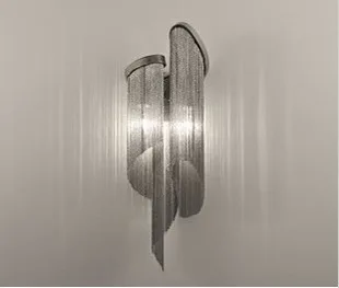 

Настенный светильник с алюминиевой цепью E14, светодиодное современное освещение для гостиной, Подвесная лампа в стиле индастриал, D20 H50cm