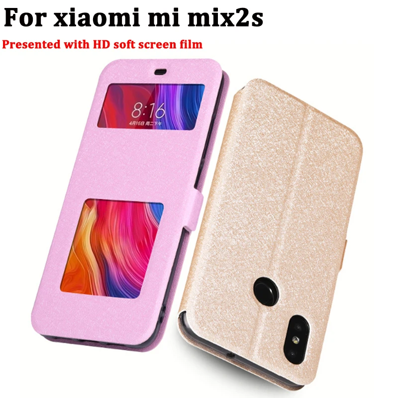 Чехол с открытым окошком для xiaomi mi mix2s чехол из искусственной кожи чехлы mix 2 s