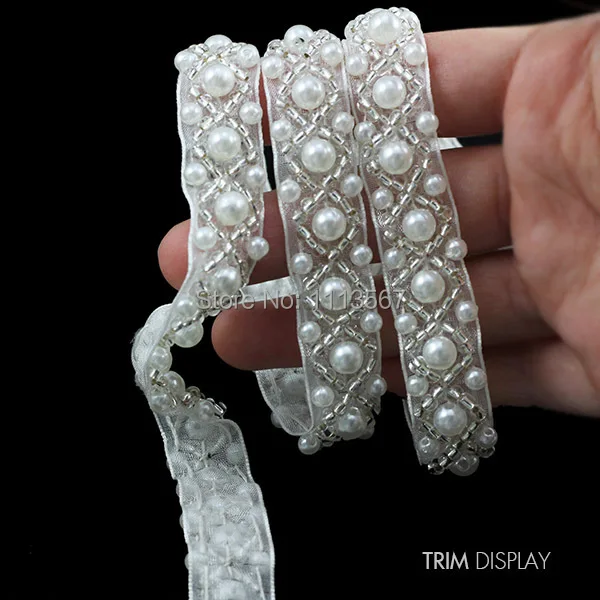 Жемчужное Бисерное Кружево Стразы Венецианская вышитая кружевная Лента отделка