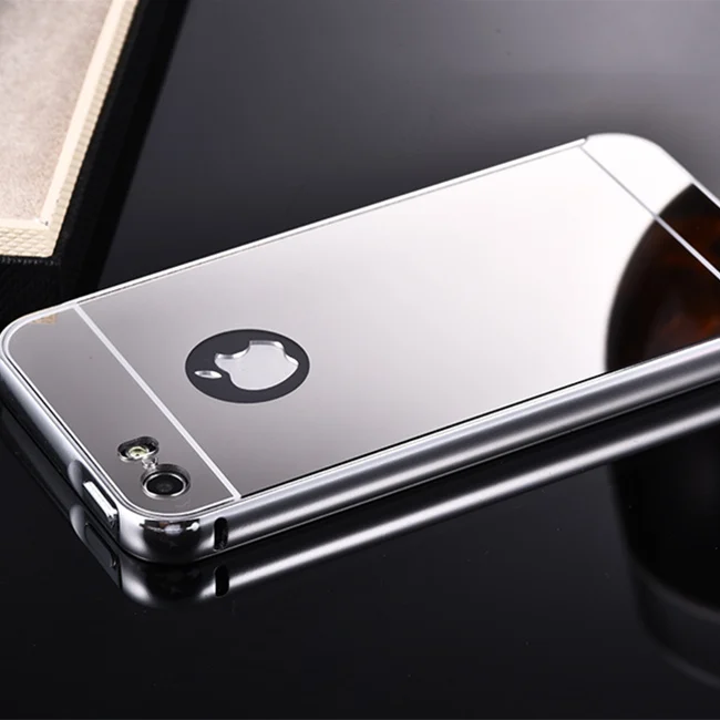 Серебристый Роскошный Алюминиевый Чехол для iphone 5, 5S, SE, металлическая рамка, акриловый ПК, зеркальная Противоударная задняя крышка для iphone на 4, 4S, 5, 5S, чехлы - Цвет: Серебристый