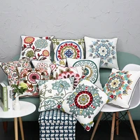 dimi ethnic national handmade flower boho crewel canvas embroidered pillow vintage embroidery pillow case cushion cover