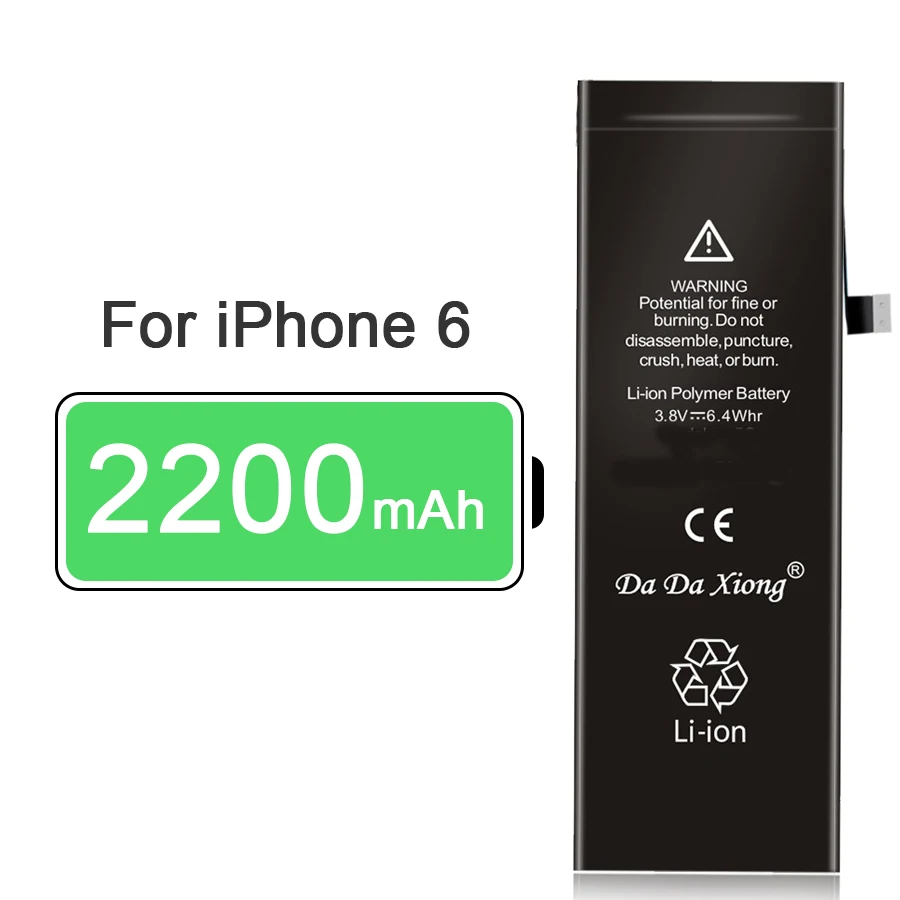 Da Xiong аккумулятор для телефона для iPhone 6G 6 s Plus, максимальная емкость, сменные батареи, литий-полимерная батарея, Бесплатные инструменты - Цвет: 2200mAh For iphone 6
