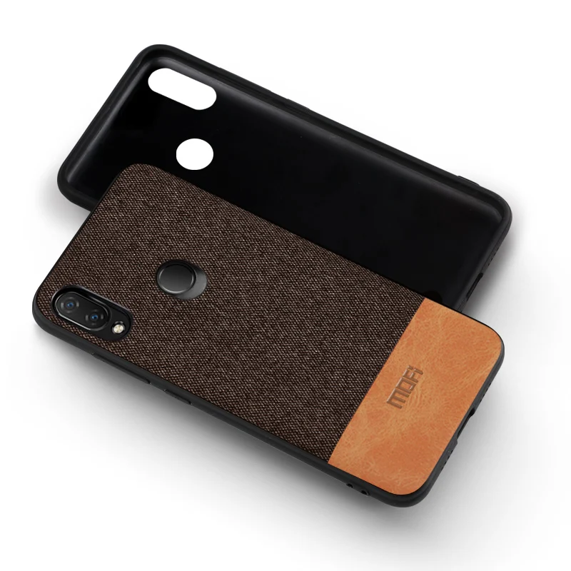 coffee with brown Для huawei P Smart чехол противоударный задняя крышка тканевый защитный чехол s capas MOFi Psmart чехол - Цвет: coffee with brown